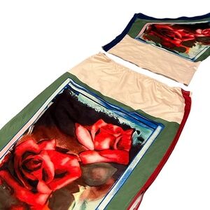 Two piece floral print (rose) set